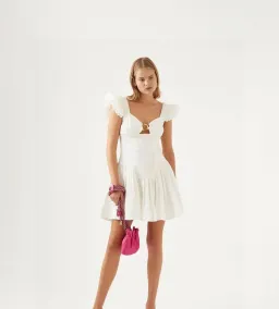 Aje Simone Frill Dress White Size 6 for rent on The Volte - image 2