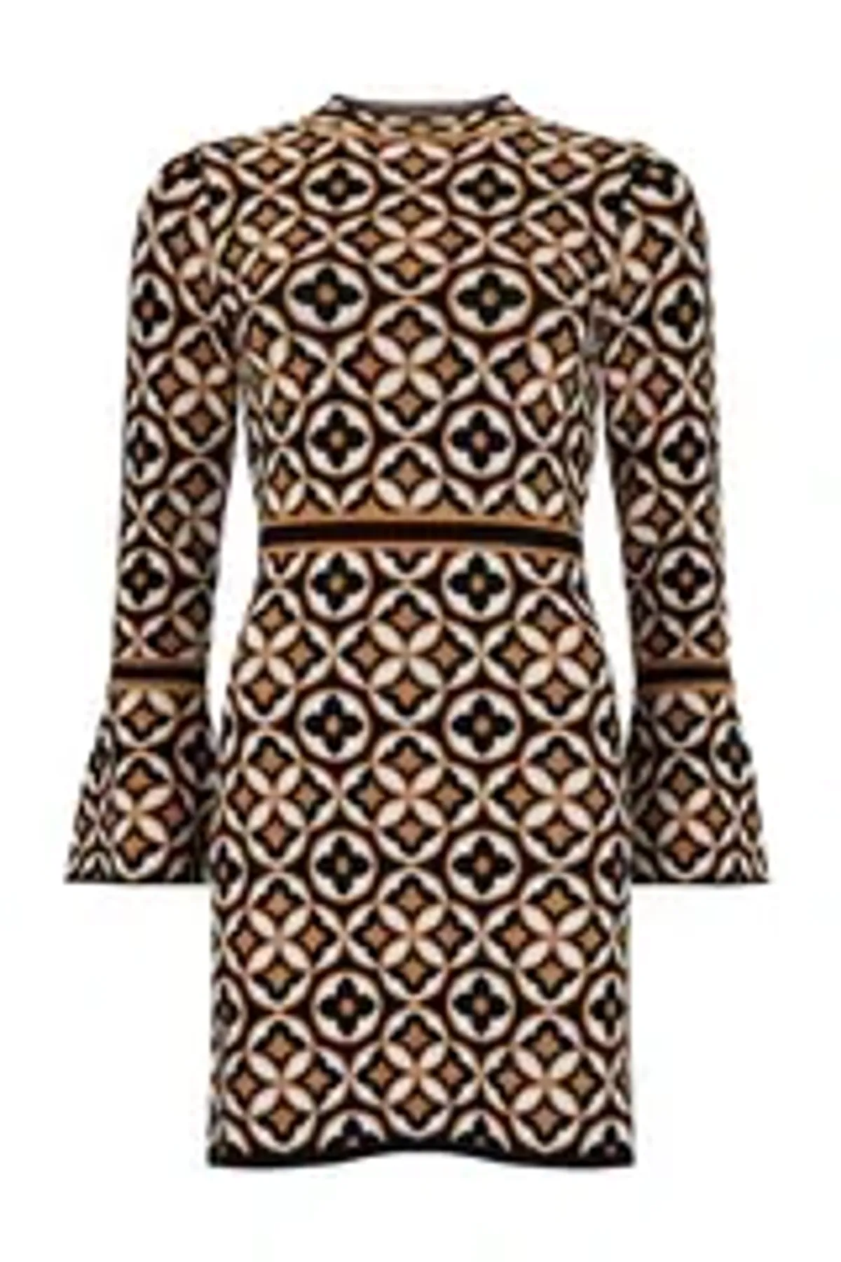 Nine Lives Bazaar Mitzy Knit Dress Deco Mini Gold & Black Size S/M / AU 8 - Image 3
