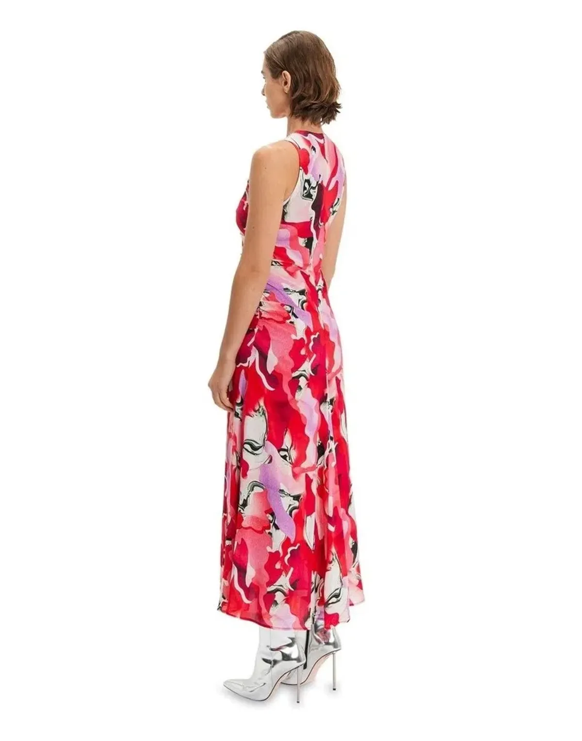 Cue Ruched Marble Midi Dress Print Size 10 - Image 2