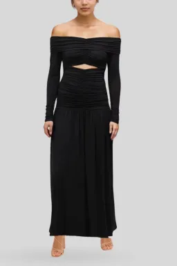 Minima Esenciales Loretta Ruched Maxi Dress Black Size 6 for rent on The Volte - image 3