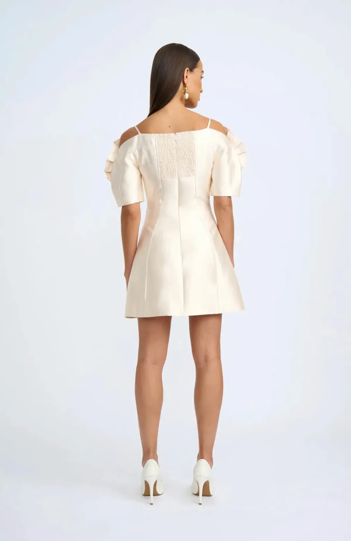 By Johnny Ramira Off Shoulder Mini Dress Champagne Size 8 - Image 3