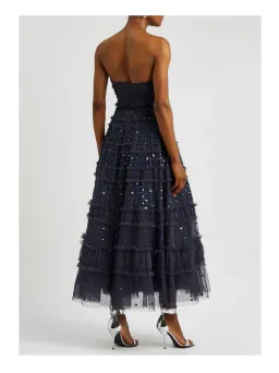 Needle and Thread Strapless Dot Shimmer Gown Black 12 for rent on The Volte - image 3
