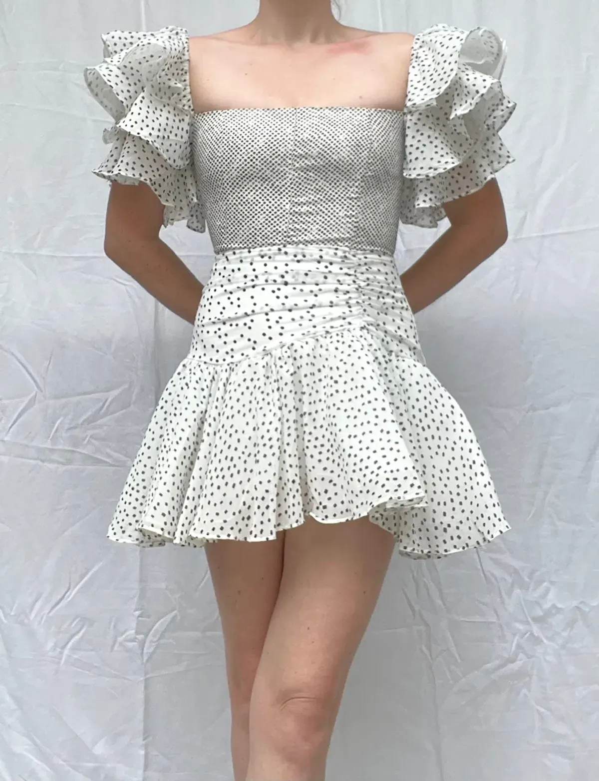Sofia the Label Florence Dress White Polka Size 8 - Image 2