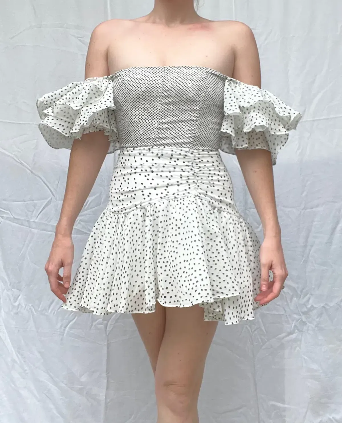 Sofia the Label Florence Dress White Polka Size 8 - Image 3