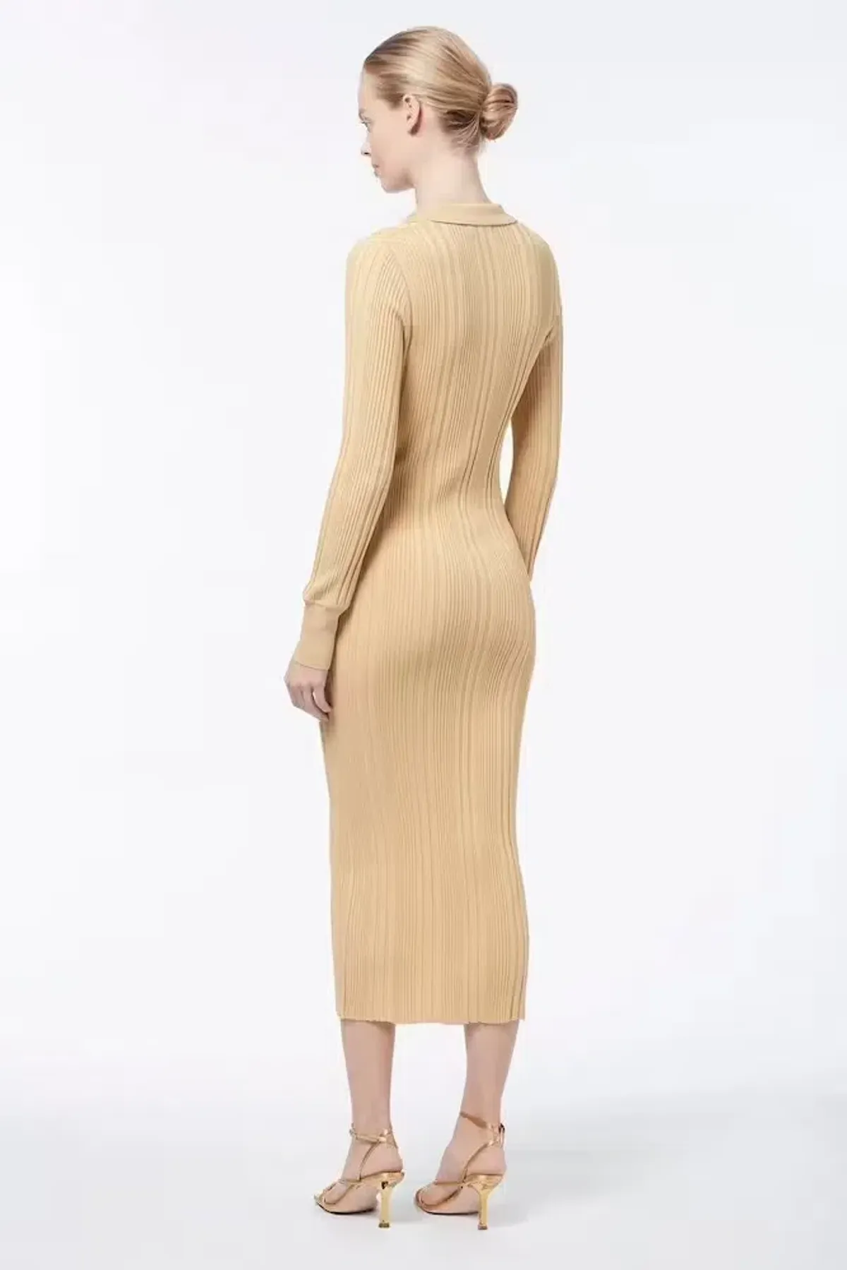 Manning Cartell Split Screen Knit Dress Nude Size M /Au 8 - Image 2