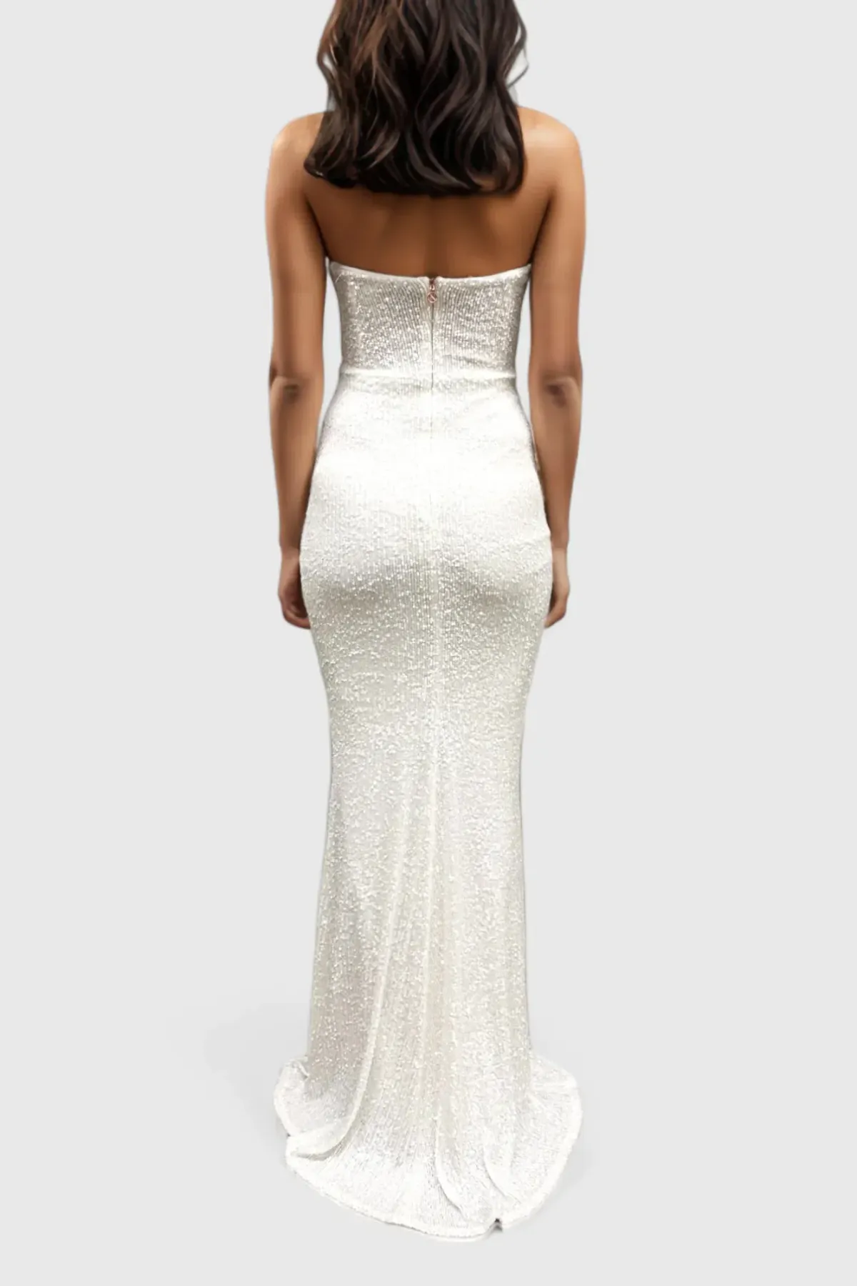 Nookie Sweetheart Sequin White Gown Size 8 - Image 3