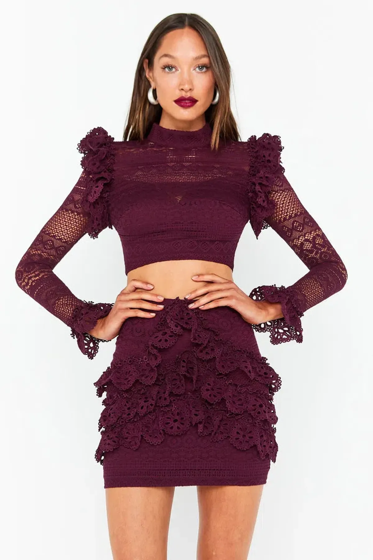 Mossman The Romanticist Crop Top & Skirt Set Purple Size 12 - Image 2