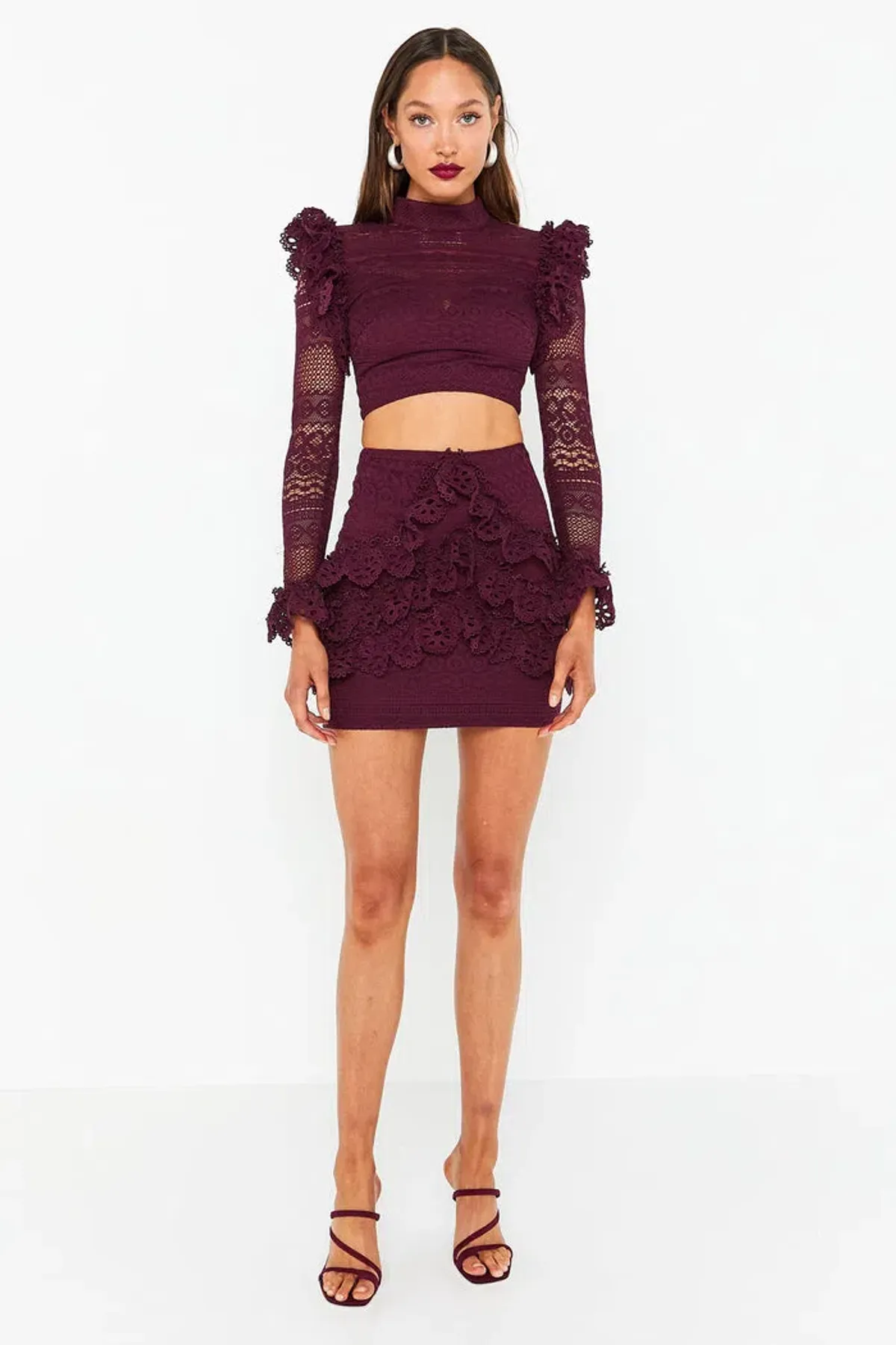 Mossman The Romanticist Crop Top & Skirt Set Purple Size 12 - Image 1