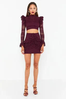Mossman The Romanticist Crop Top & Skirt Set Purple Size 12 for rent on The Volte - image 1