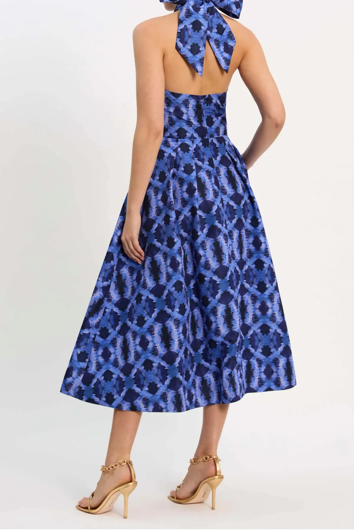 Rebecca Vallance Shiloh Halter Midi Dress Blue Size 10 - Image 4
