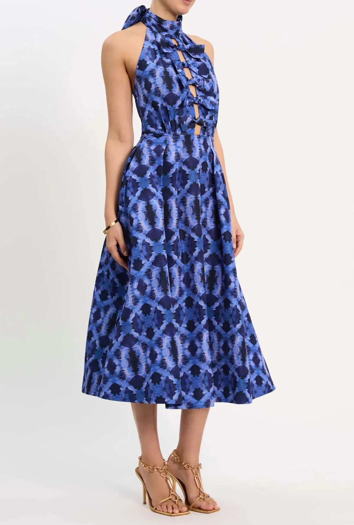 Rebecca Vallance Shiloh Halter Midi Dress Blue Size 10 - Image 5