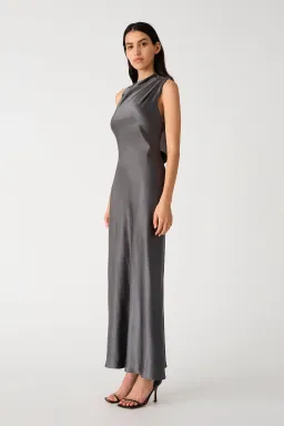 Misha Santana Gloss Satin Maxi Dress in Pewter Size XS / AU 6 for rent on The Volte - image 2