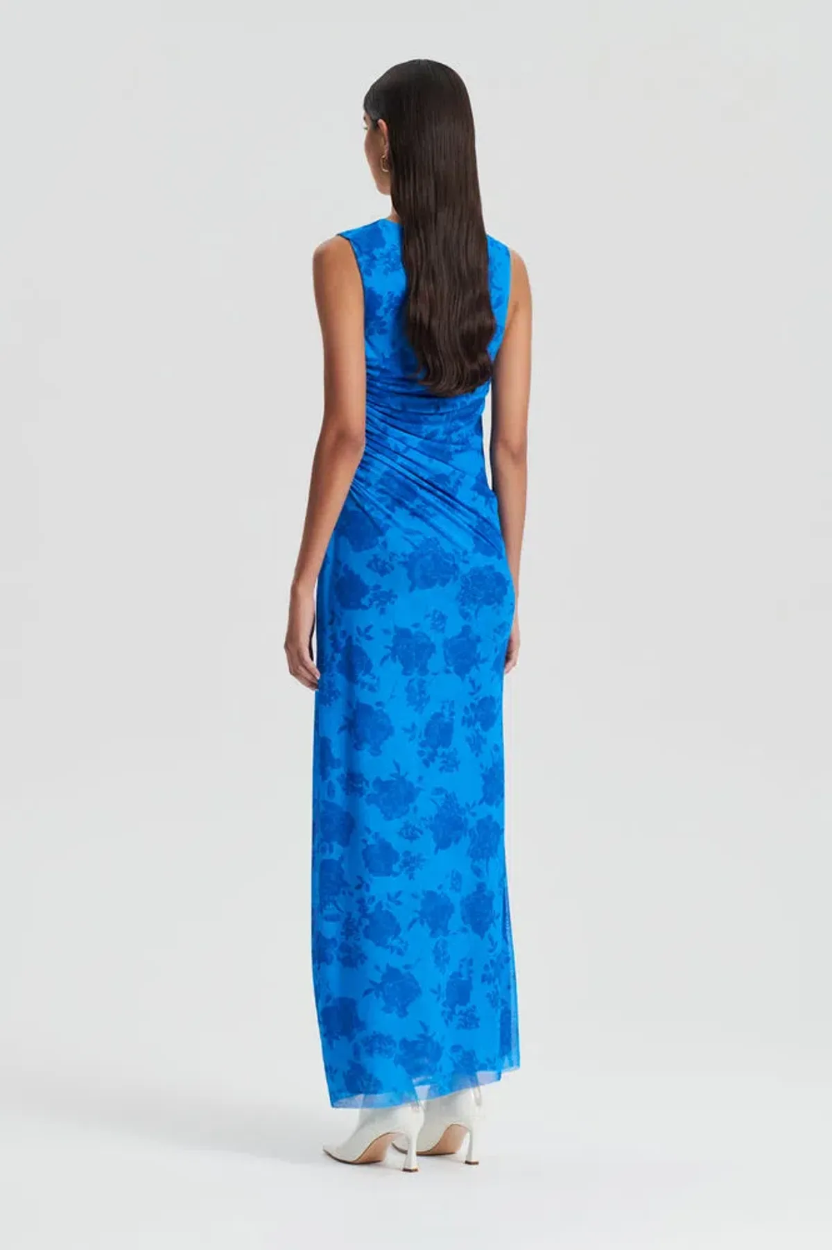 Scanlon Theodore Floral Lace Print Mesh Dress Blue Print Size 10 - Image 2