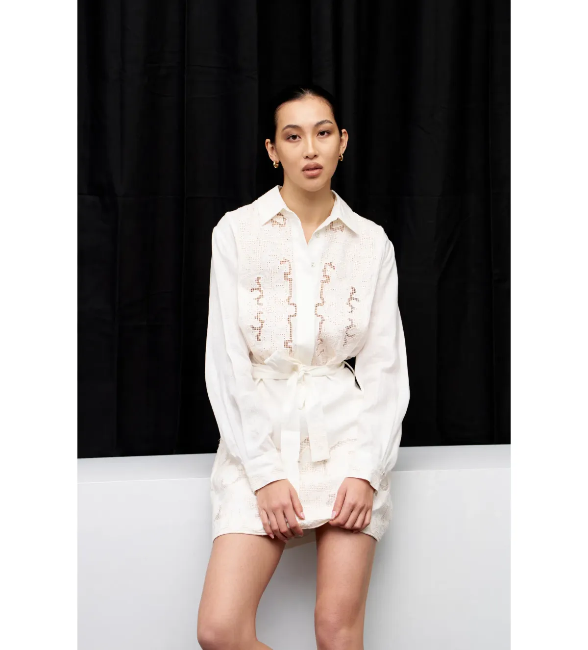 Alemais Pegasus Embroidered Mini Dress White Size AU 8 - Image 1