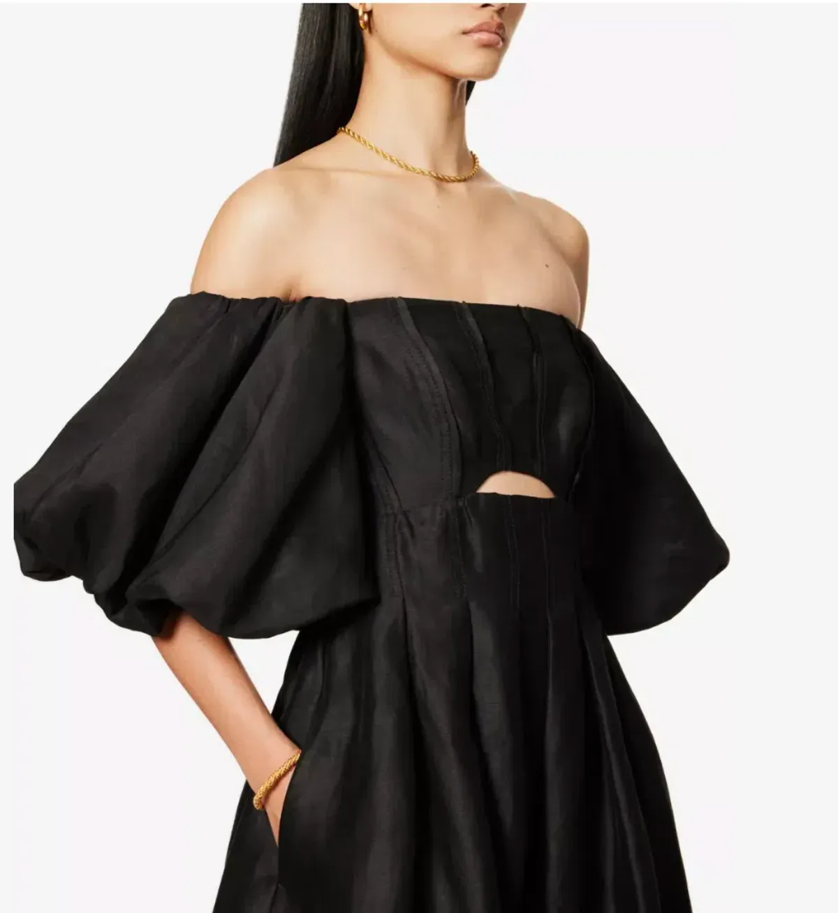 Aje Eugenie Off Shoulder Midi Dress Black Size 12 - Image 4