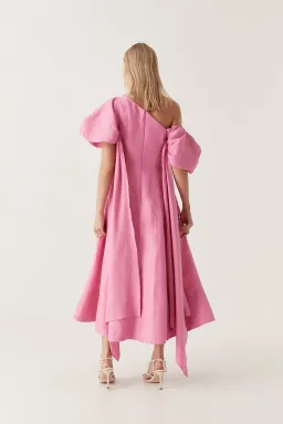 Aje Arista Tulip Sleeve Midi Dress in Cerise Pink Size 12 for rent on The Volte - image 3