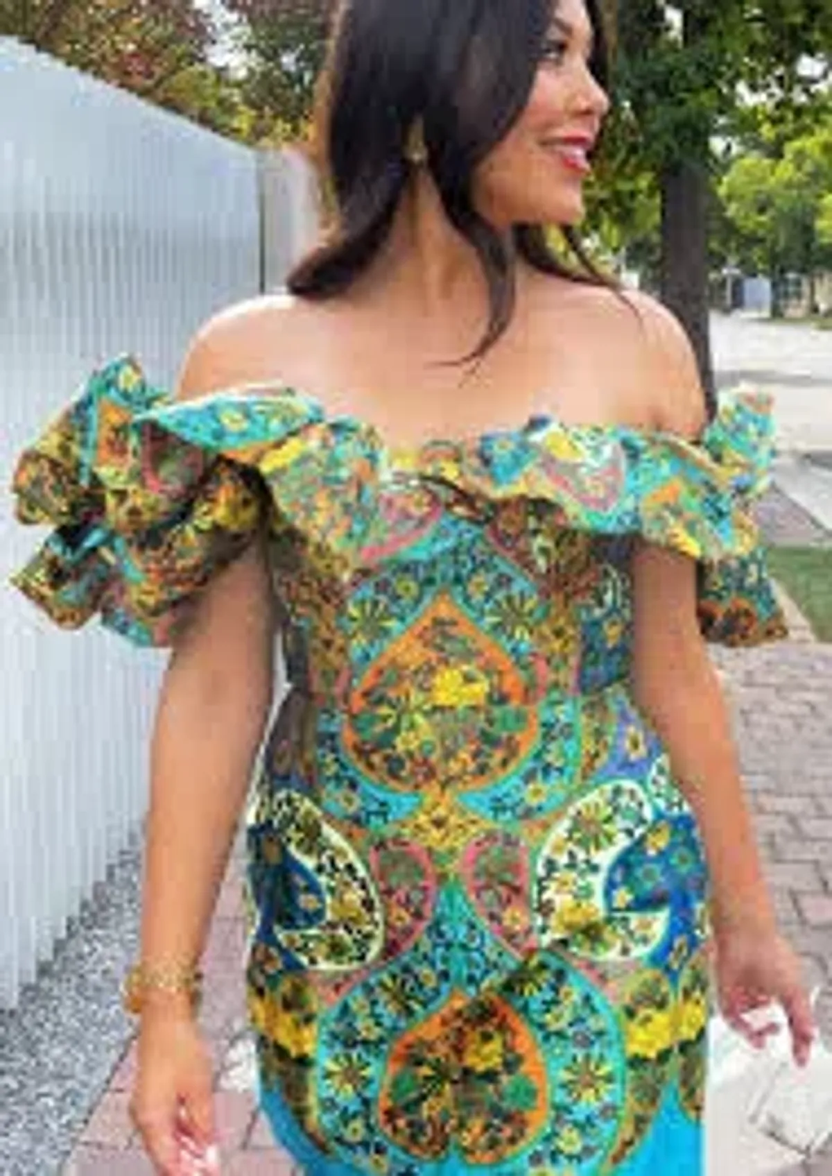 Alemais Sofie Off Shoulder Mini Dress Multi Floral Size AU 10 - Image 5