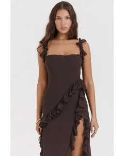 House of CB Ariela Maxi Dress in Espresso Size AU 6 for rent on The Volte - image 3