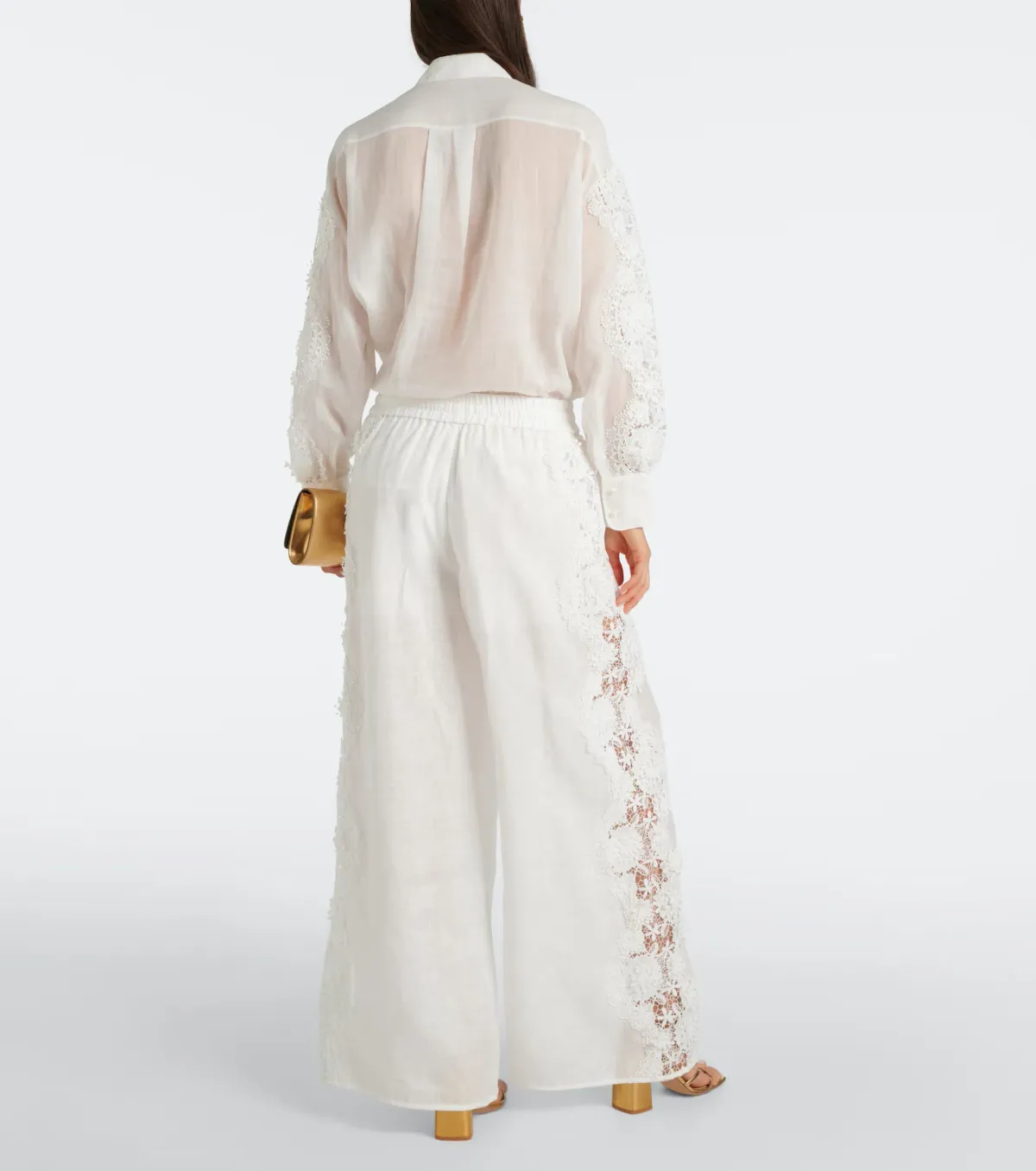 Zimmermann Halliday Lace Flower Shirt Size 0P and Pant Size 0 Set Ivory - Image 3