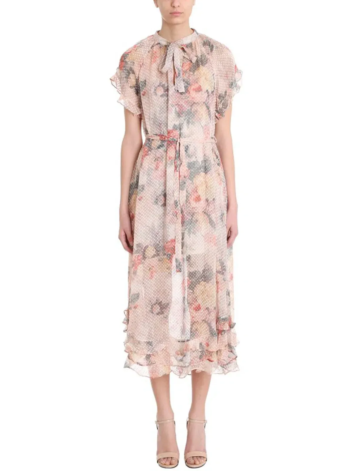 Zimmermann Radiate Cascade Frill Swing Silk Ruffle Midi Dress Floral Size 1 / 10 AU - Image 1
