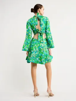 Alemais Cassandra Cut Out Mini Dress Green Floral Size 14 for rent on The Volte - image 3