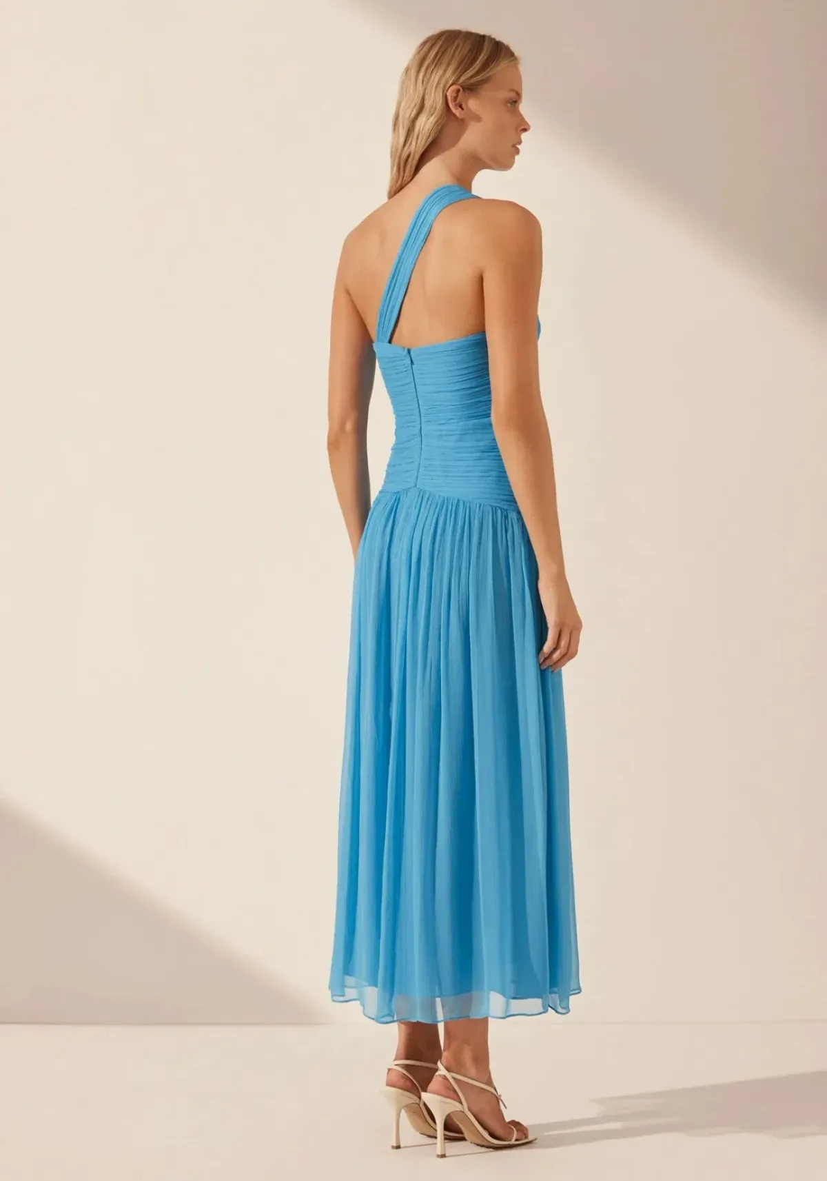 Shona Joy Margot One Shoulder Midi Dress in Aqua Size 8 - Image 3