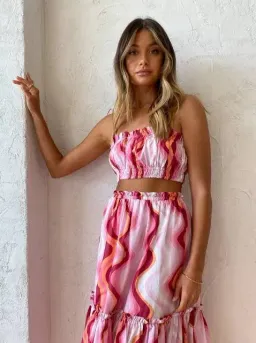 Steele Cameron Bustier & Austin Skirt Set in Groovy Print Size L / AU 12 for rent on The Volte - image 4