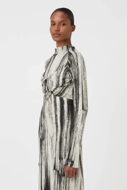 Camilla and Marc Arch Long Sleeve Midi Dress in Black Print Size 8 for rent on The Volte - image 2
