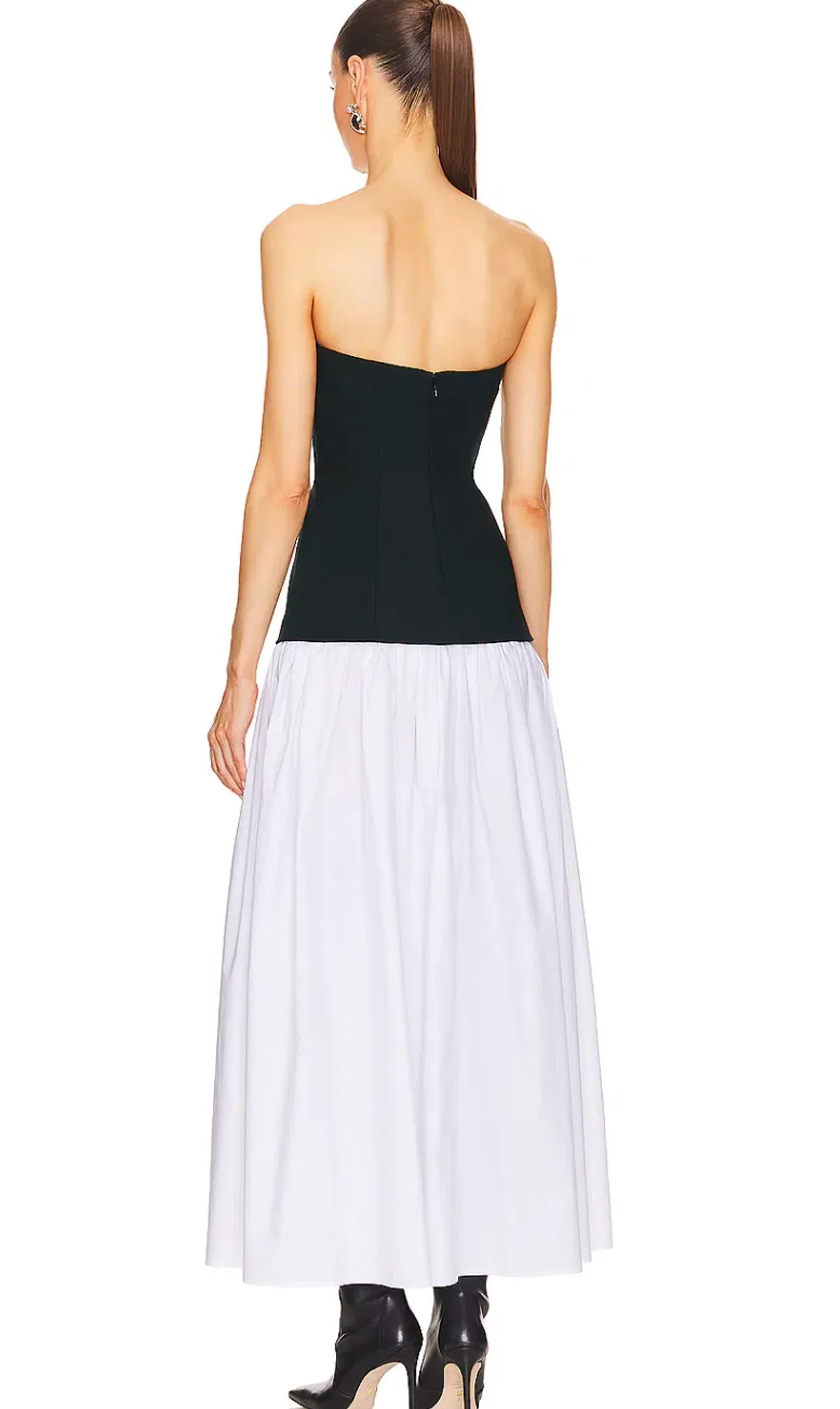 Helsa Faille Colorblock Midi Dress Black/White Size 8 - Image 8