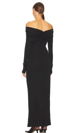 Helsa Matte Jersey Off Shoulder Maxi Dress Black Size 8  for rent on The Volte - image 5