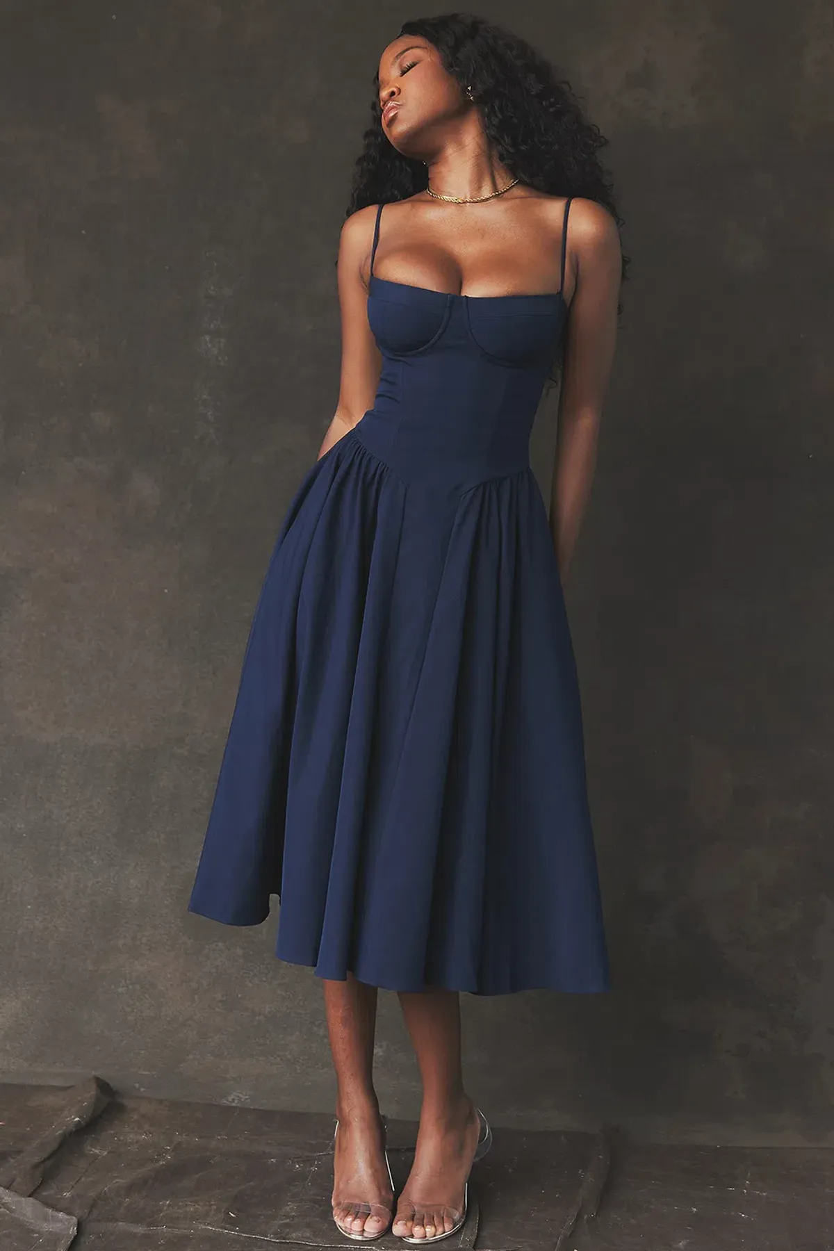 House of CB Samaria Corset Sundress Navy Size 6 - Image 2