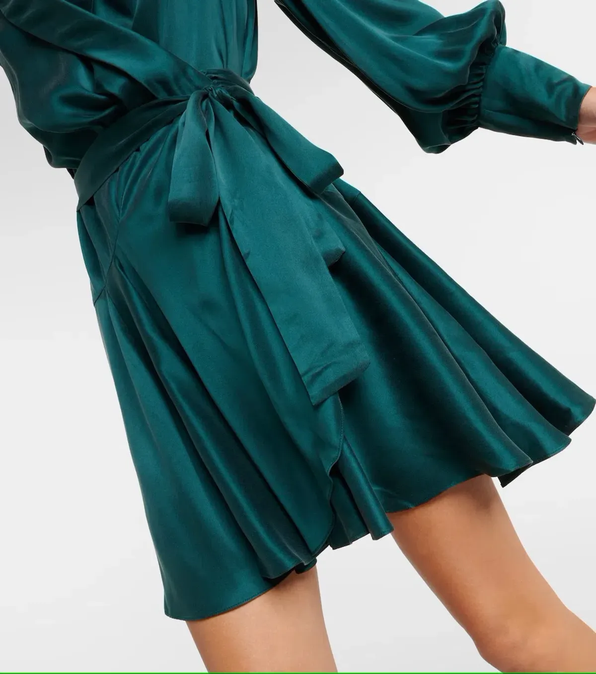 Zimmermann Silk Wrap Mini Dress in Emerald Size 0 / AU 8 - Image 3