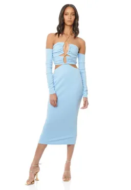 Eliya the Label Talia Cut Out Midi Dress with Sleeves Sky Blue Size 10 for rent on The Volte - image 5