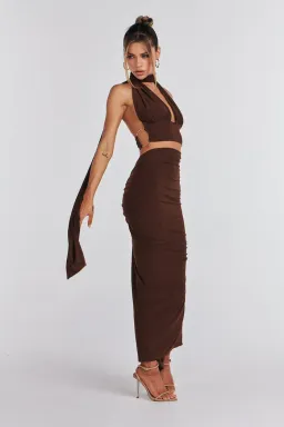 Melani The Label Xara Multiway Two Piece Set Chocolate Size S / AU 8 for rent on The Volte - image 1