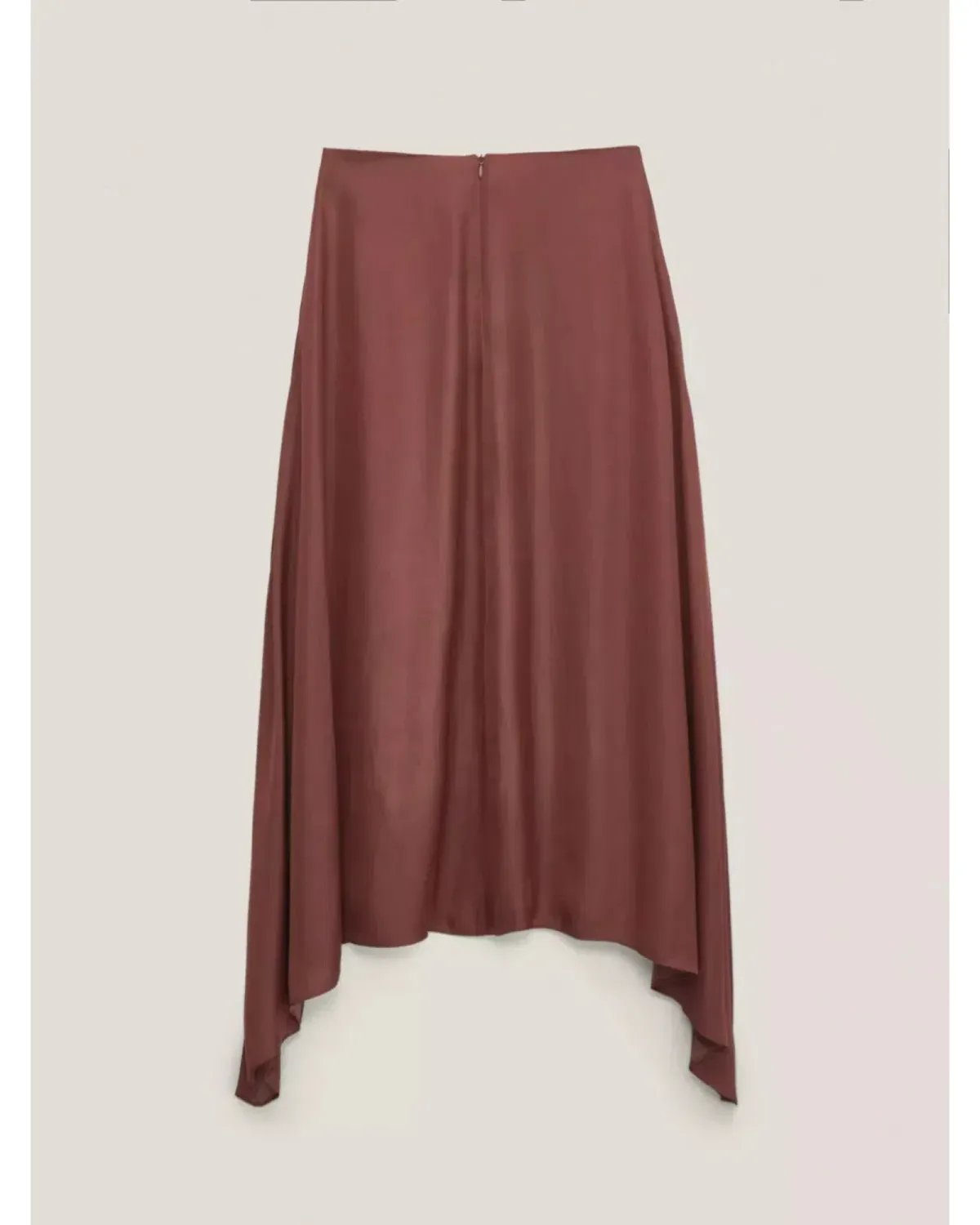 Massimo Dutti "Flowing Asymmetric" Midi Skirt Burgundy Size AU 6 - Image 5