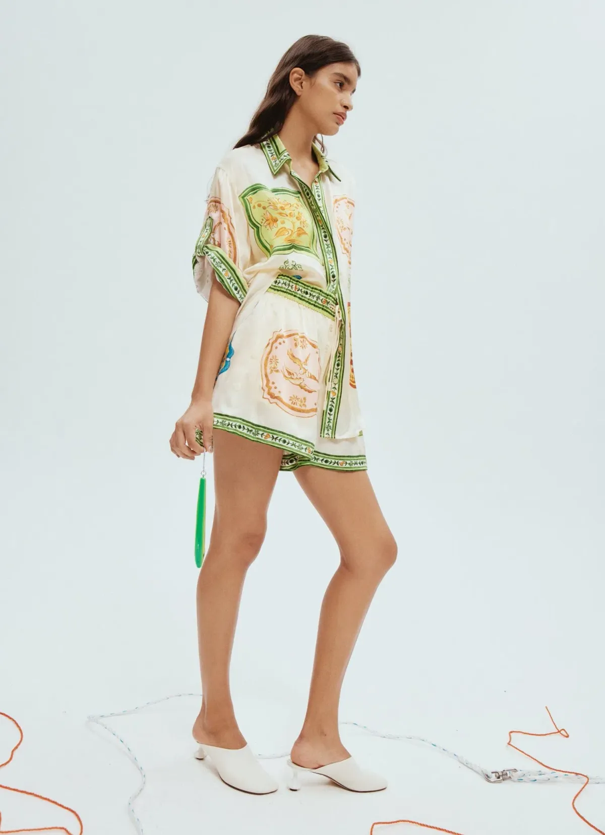 Alemais Porcelain Silk Shirt Size 6 and Shorts Size 4 Set Multi - Image 5