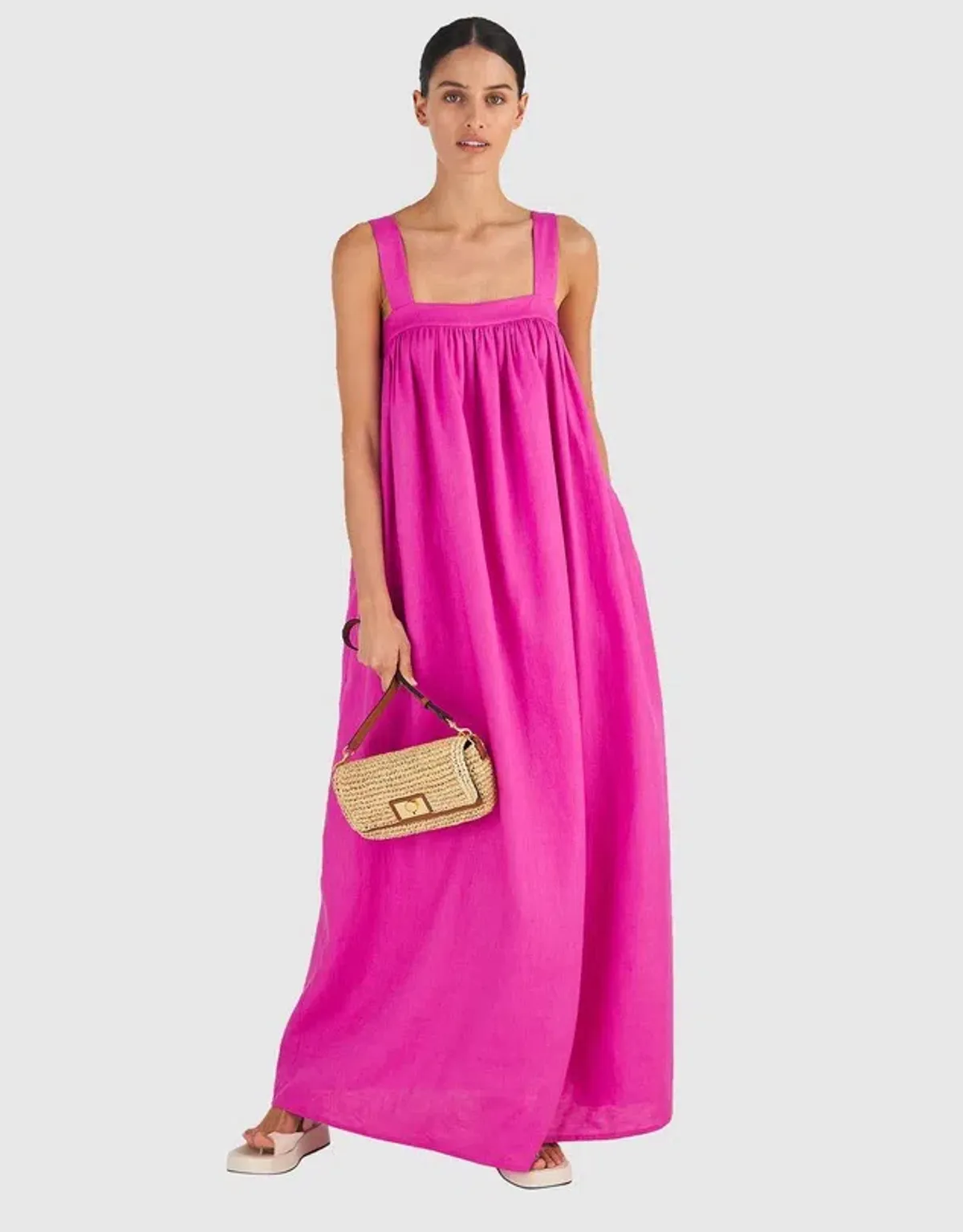Oroton Bow Detail Sundress Fuchsia Pink Size AU 8 - Image 2
