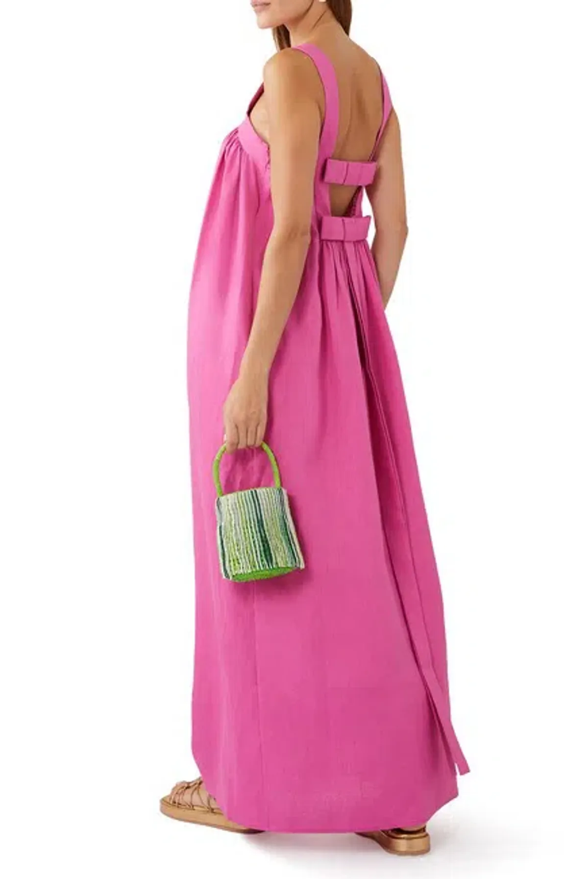 Oroton Bow Detail Sundress Fuchsia Pink Size AU 8 - Image 4