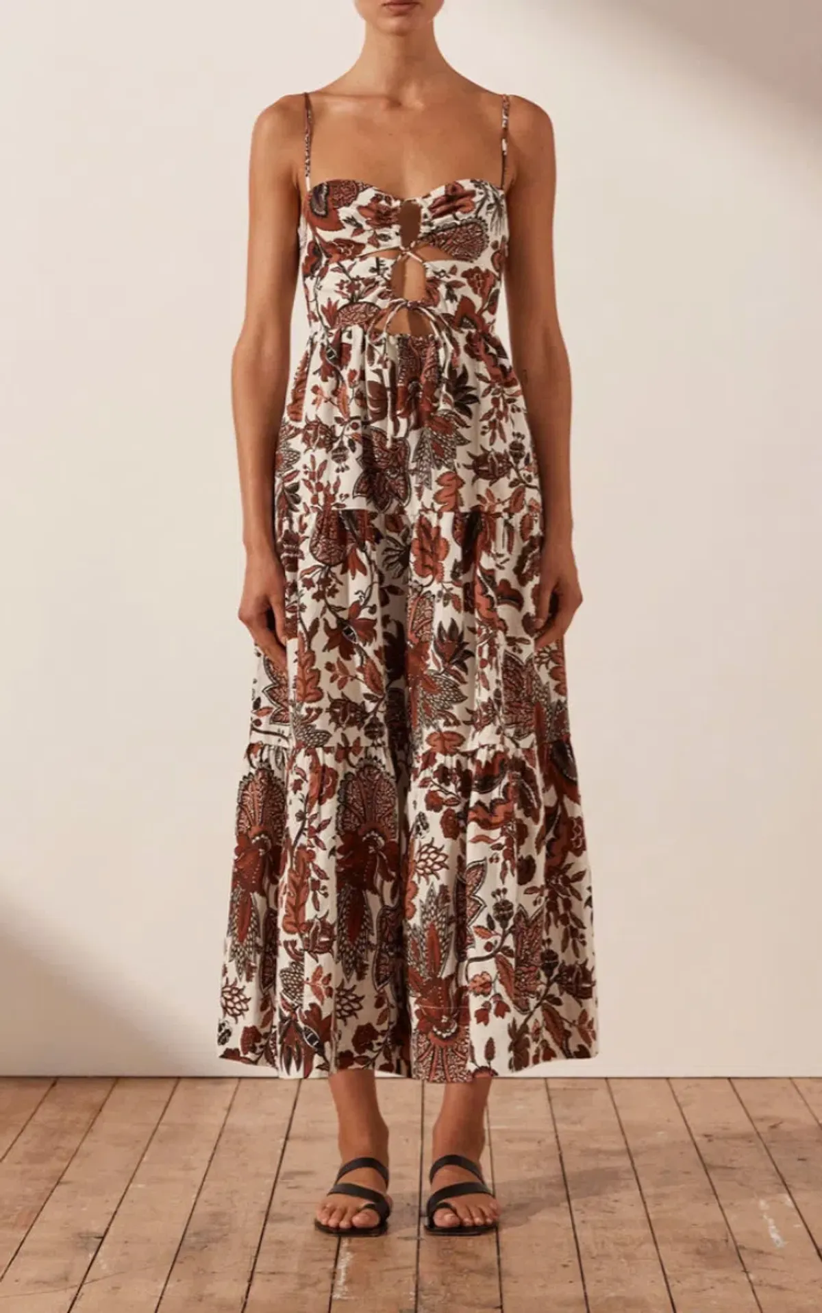 Shona Joy Catalina Lace Up Backless Midi Dress Print Size 8 - Image 2