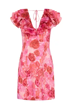 Aje Charmed Plunge Mini Dress Pink Floral Size 14 for rent on The Volte - image 7