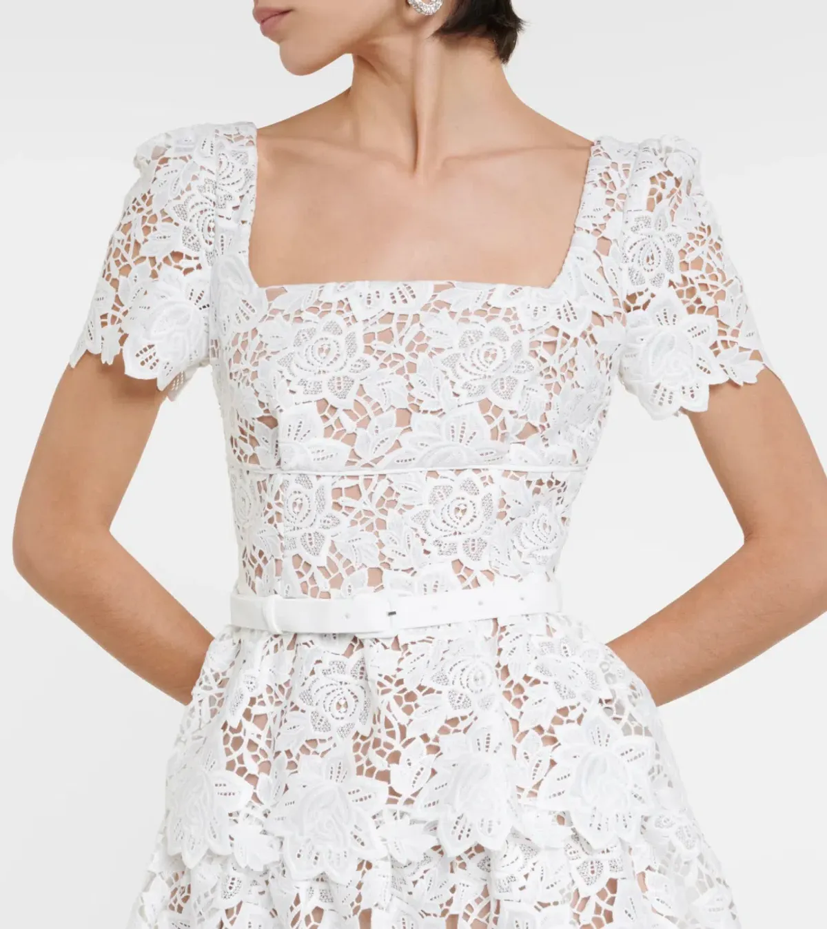 Self Portrait Bridal Lace Mini Dress White Size AU 8 - Image 2