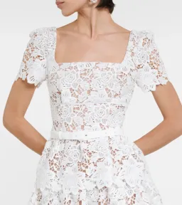 Self Portrait Bridal Lace Mini Dress White Size AU 8 for rent on The Volte - image 2
