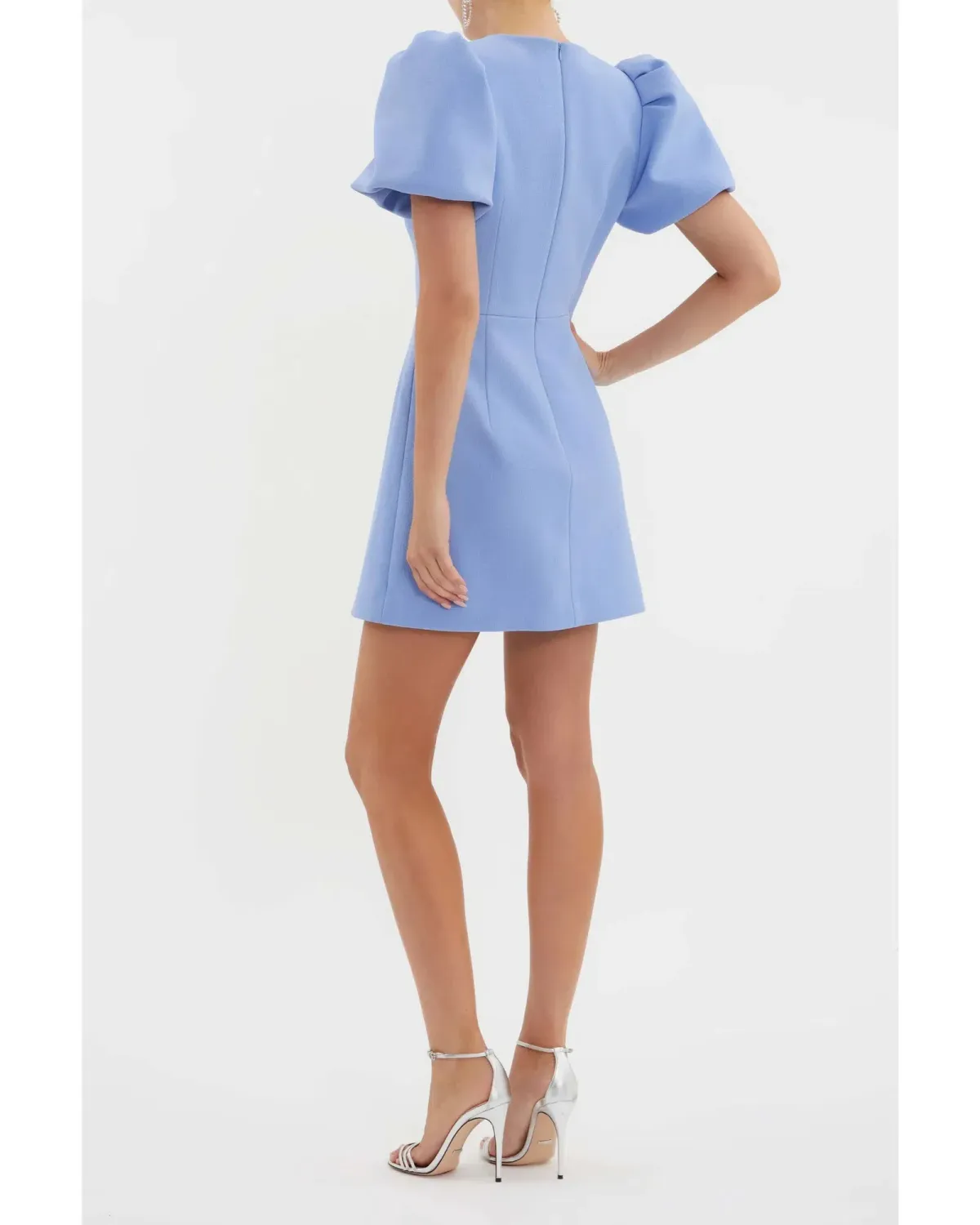 Rebecca Vallance Juliana Puff Sleeve Mini Dress in Blue Size AU 14 - Image 4