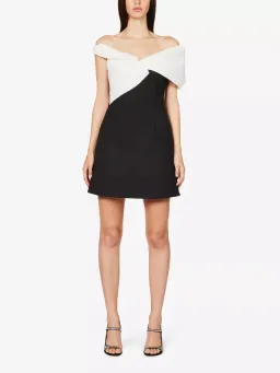 Rachel Gilbert Matteo Asymmetrical Off Shoulder Mini Dress Black/White Size 1 / AU 8 for rent on The Volte - image 1