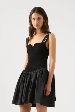 Aje Mira Logo Strap Tulip Mini Dress Black Size 8 for rent on The Volte - image 2