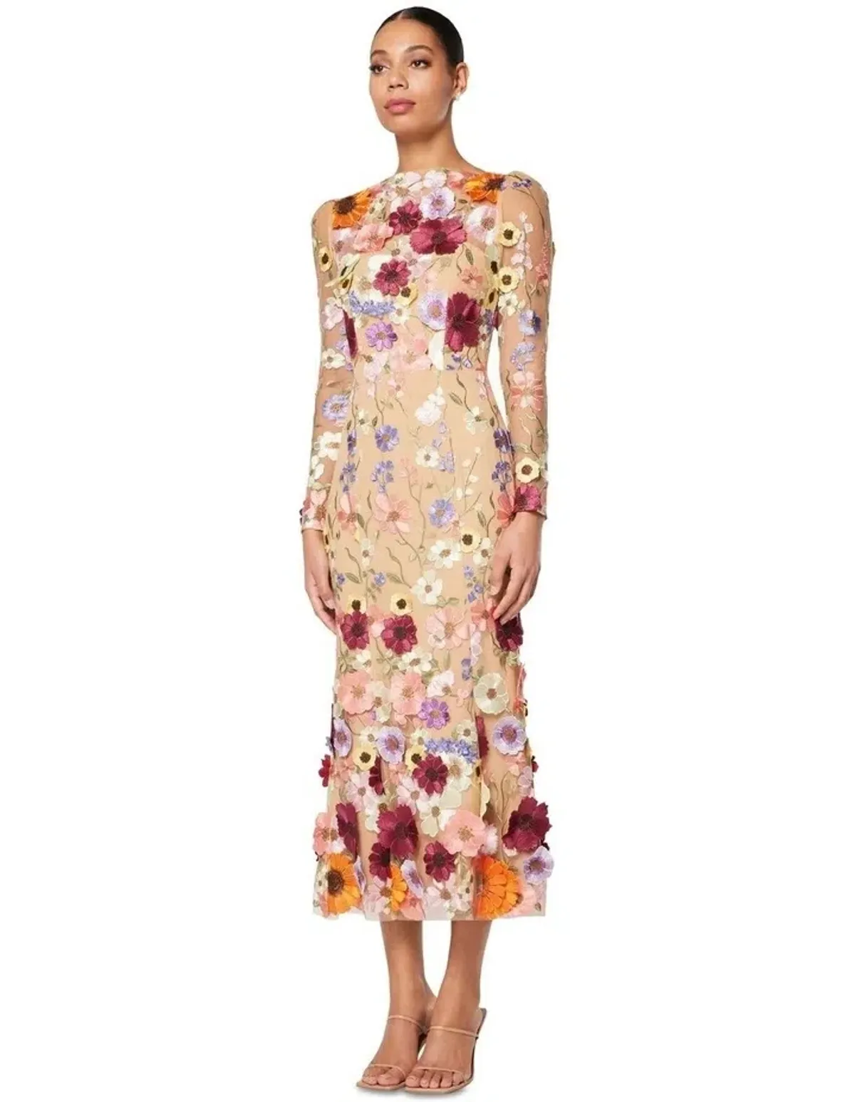 Elliatt Shannon 3D Floral Midi Dress In Pink Size 8 - Image 3