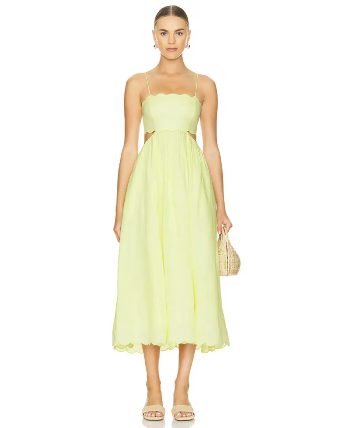 Zimmermann Halliday Scallop Midi Dress Yellow Size 1 / AU 10 - Image 1