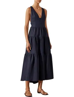 Shona Joy Ligia Plunged Cross Back Midi Dress in Navy Size AU 8 for rent on The Volte - image 1