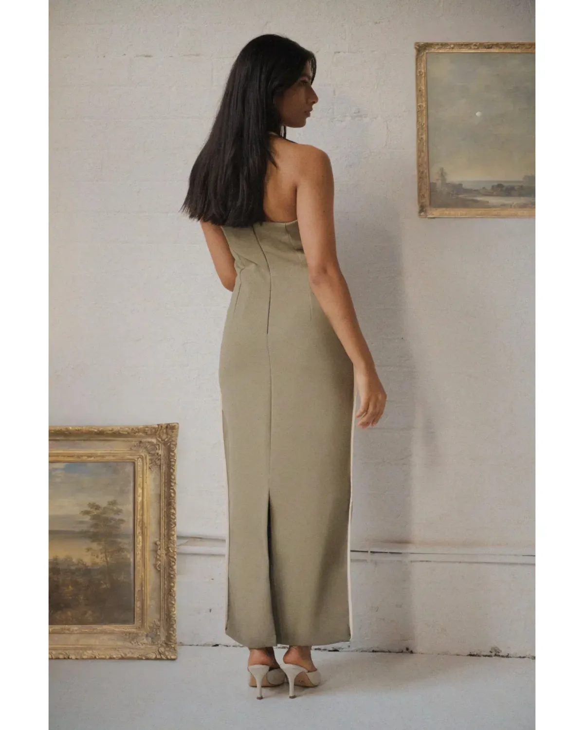 Paris Georgia Nassia Dress Khaki Size AU 6 - Image 4