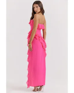 House Of CB Sarina Ruffle Maxi Dress Fuchsia Size AU 8 for rent on The Volte - image 3